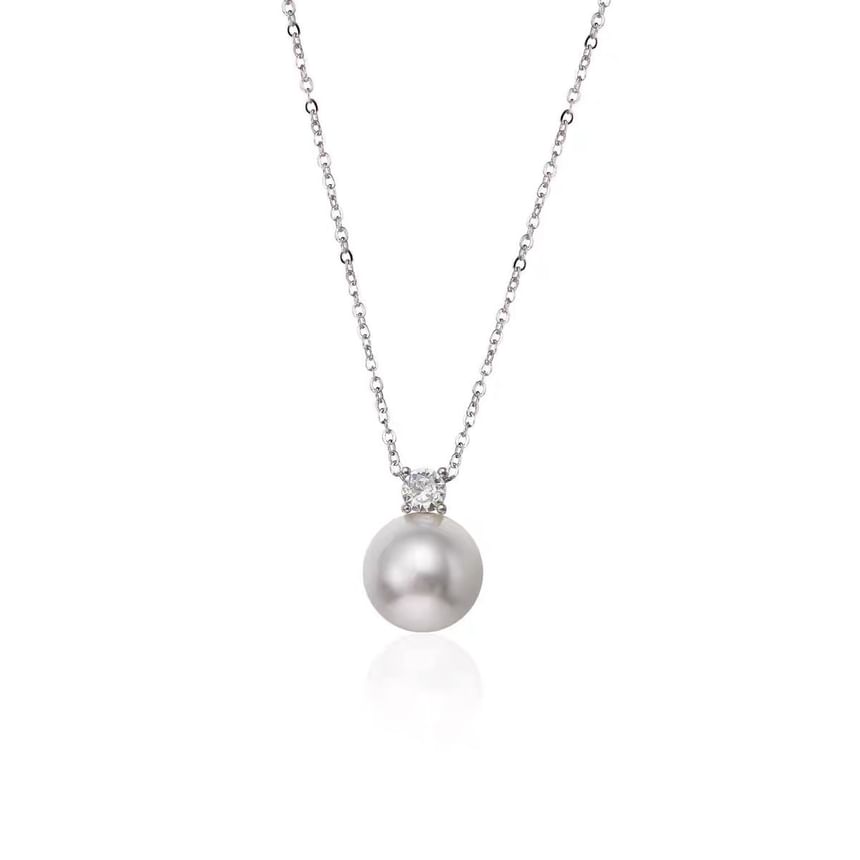Necklace Stud Faux Pearl Earring Rhinestone Pendant /