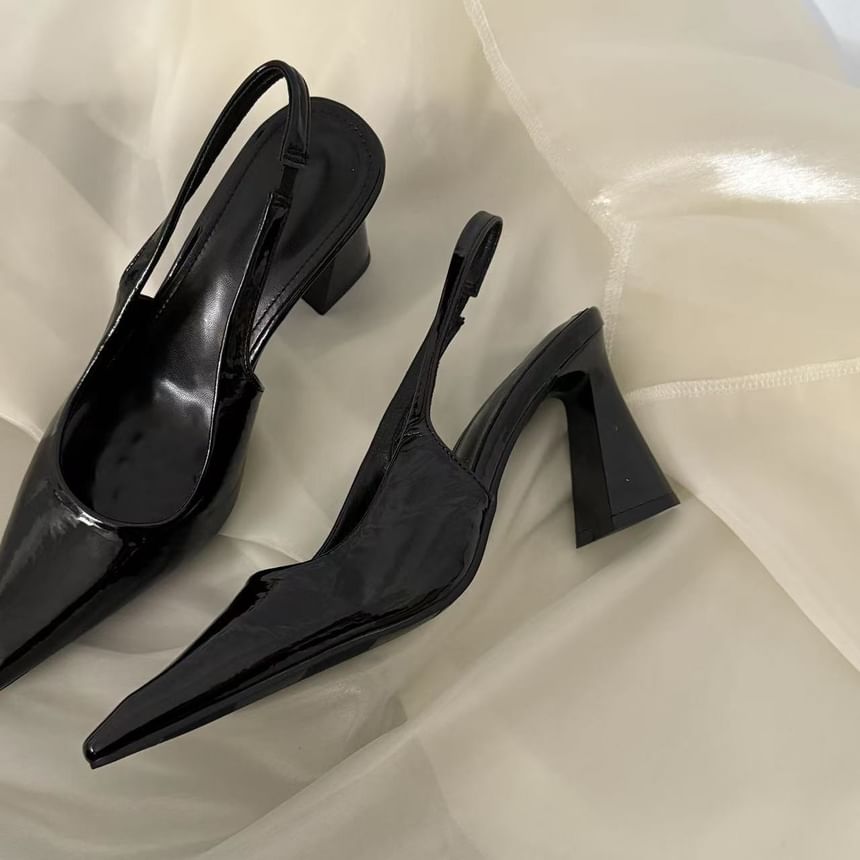 Toe Block Pointed Heel Pumps Slingback
