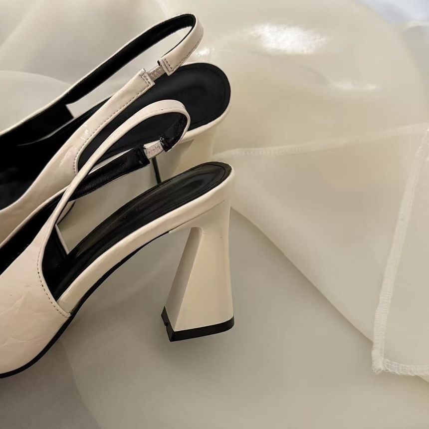 Toe Block Pointed Heel Pumps Slingback