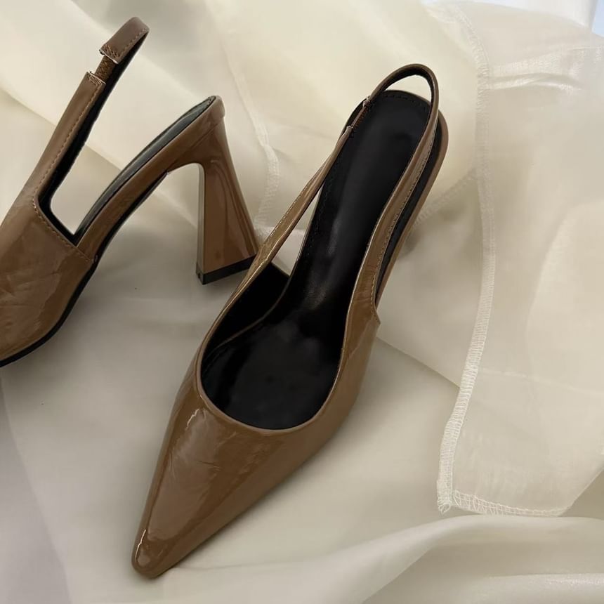 Toe Block Pointed Heel Pumps Slingback