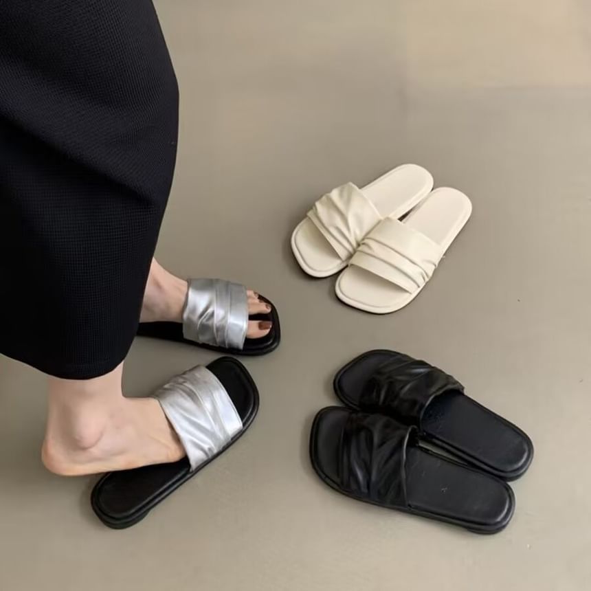 Ruched Slide Sandals