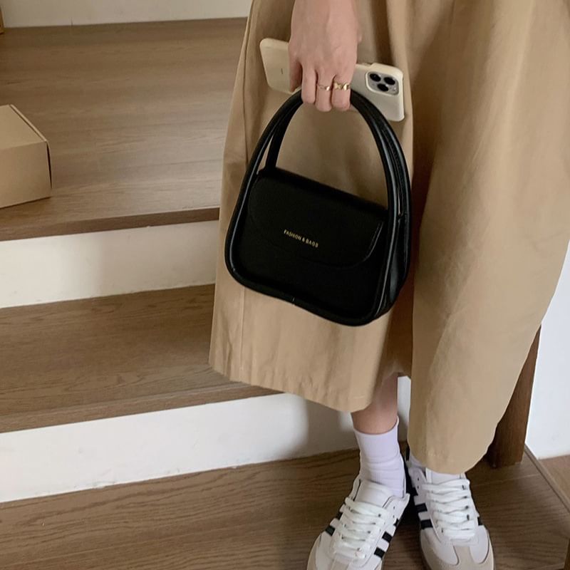 Faux Bag Top Leather Crossbody Handle Flap