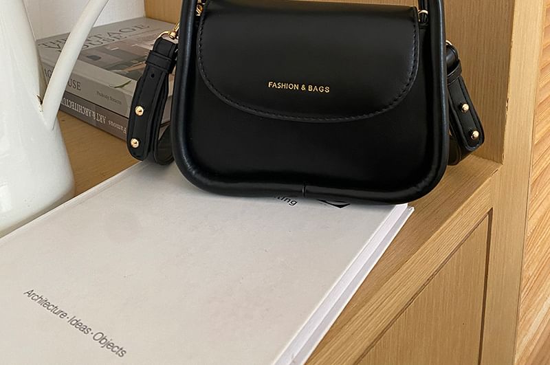 Faux Bag Top Leather Crossbody Handle Flap