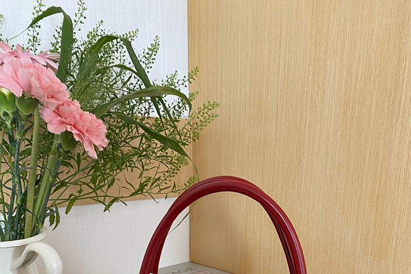 Faux Bag Top Leather Crossbody Handle Flap