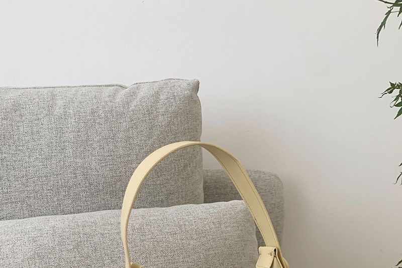 Leather Plain Faux Shoulder Bag