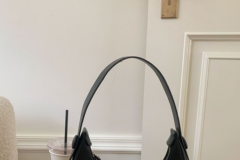 Leather Plain Faux Shoulder Bag