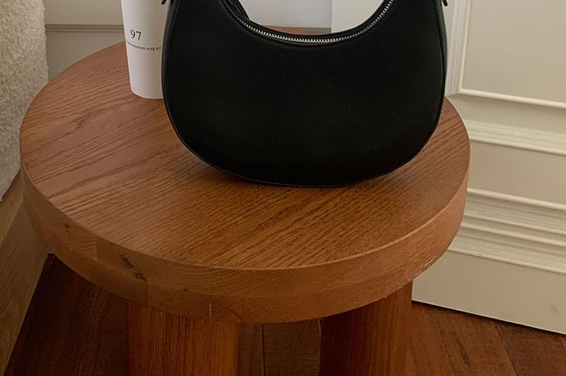 Leather Plain Faux Shoulder Bag
