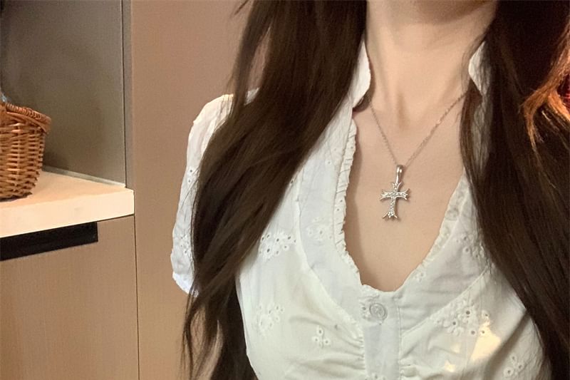 Ruffle Jacquard / V-Neck Short-Sleeve Slim Fit A-Line Mini Skirt Blouse Rise High Trim