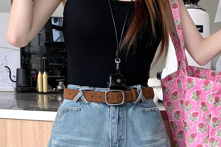 Washed Waist Mini A-Line Denim High Skirt