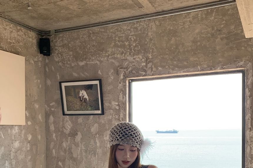 Dress Lace Sleeveless Panel Bow A-Line Mini V-Neck