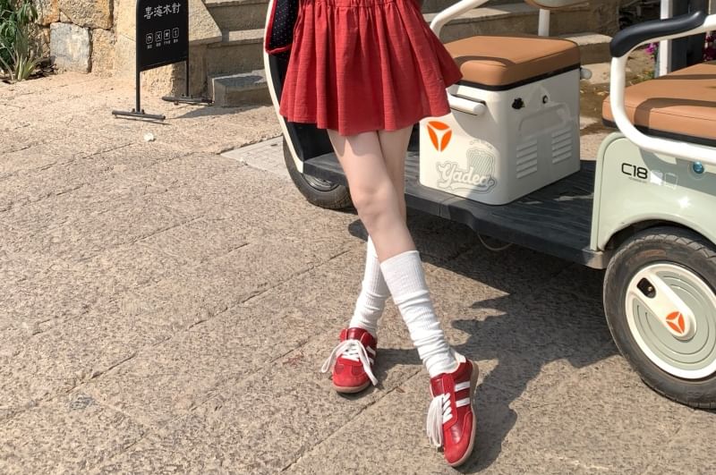 A-Line Dress Button Round Sleeveless Neck Plain Mini