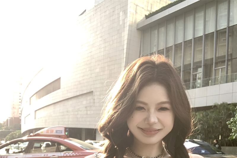 Slim Camisole Top Fit Print Lace-Up Cartoon