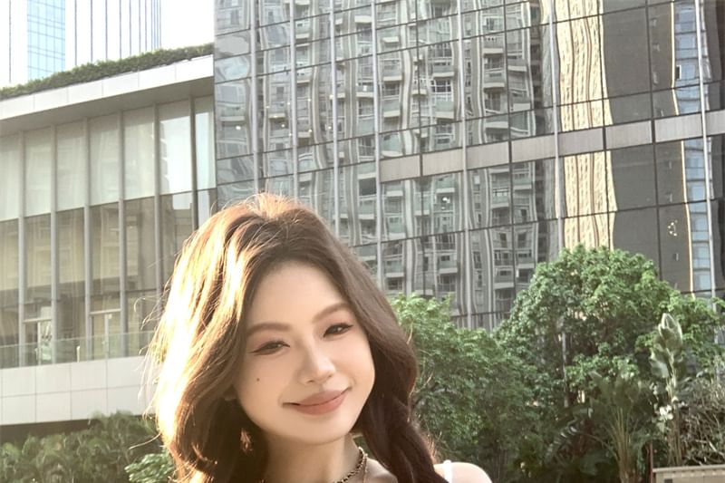 Slim Camisole Top Fit Print Lace-Up Cartoon