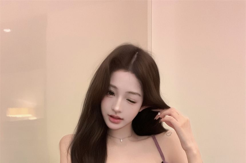 Ruffle Cami Flowy Top Lace Trim Panel