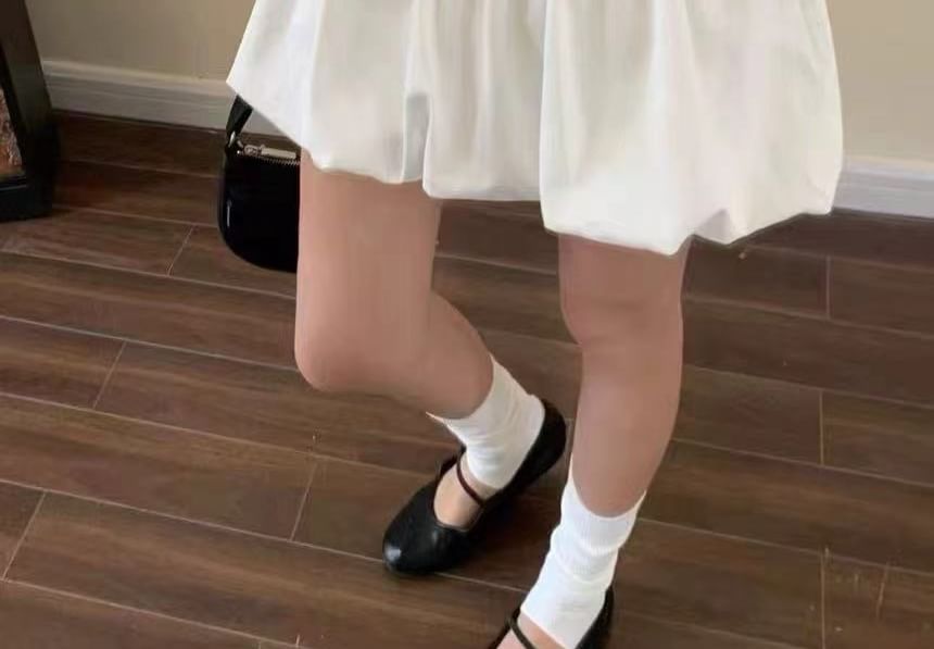 Belt Bubble Rise + High Skirt A-Line Hem Plain Set: Mini