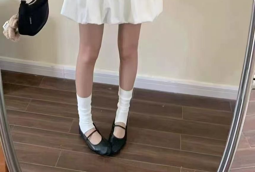 Belt Bubble Rise + High Skirt A-Line Hem Plain Set: Mini