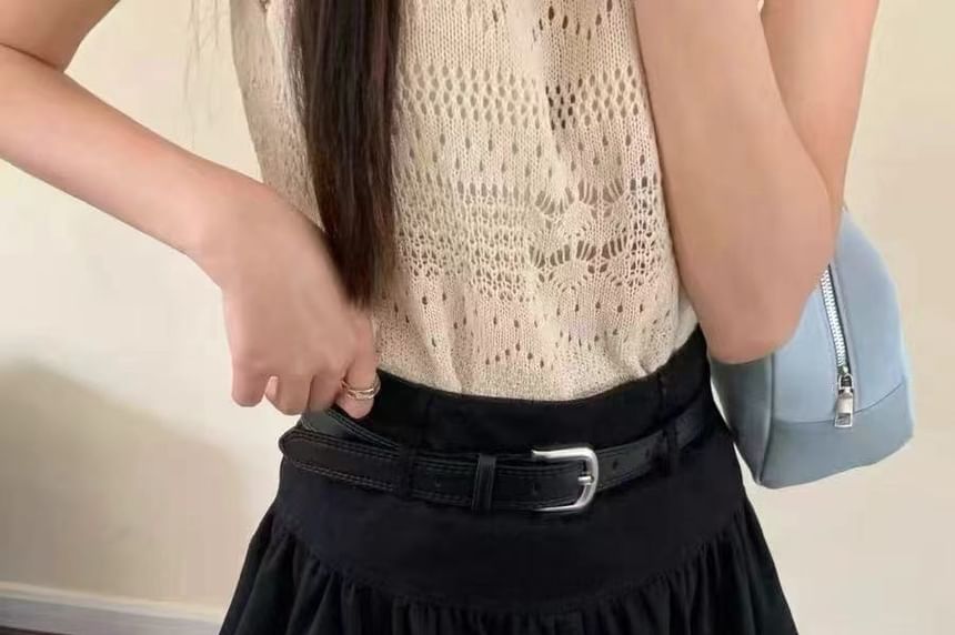 Belt Bubble Rise + High Skirt A-Line Hem Plain Set: Mini