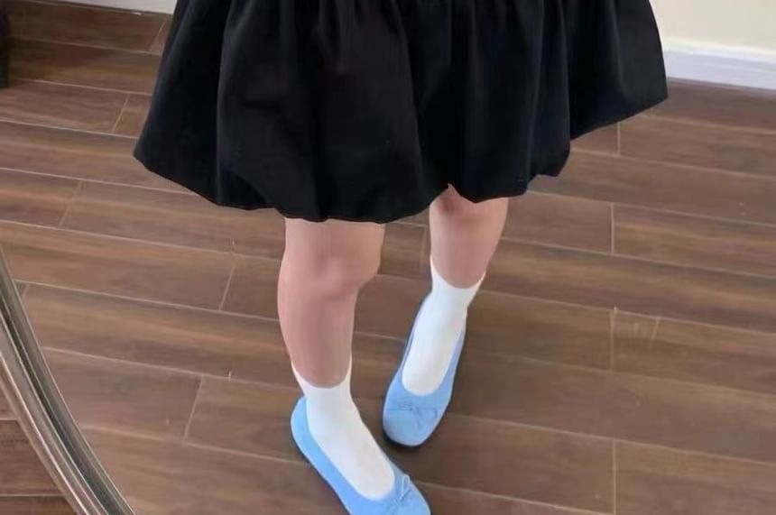 Belt Bubble Rise + High Skirt A-Line Hem Plain Set: Mini