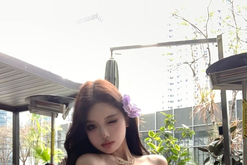 Plain Ruffle Off-Shoulder Trim Tunic Long-Sleeve Blouse