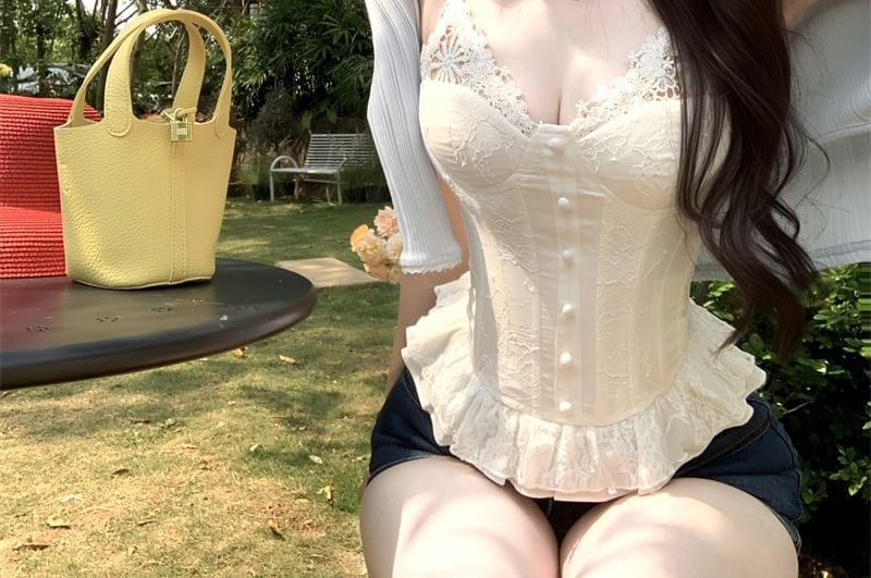 Top Panel Plain / Lace Cardigan Corset