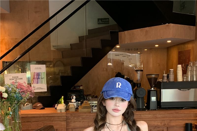 Waist Top Denim Studded + Button Camisole Crop Fit Slim Set: Skirt Belted High Mini Halter Frayed Pencil