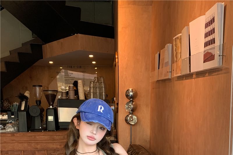 Waist Top Denim Studded + Button Camisole Crop Fit Slim Set: Skirt Belted High Mini Halter Frayed Pencil