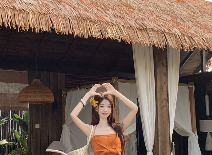 / Fit Crop Tie Slim Top Knot Rise A-Line Skirt Halter Mid Plain Cami Wrap Maxi Dye