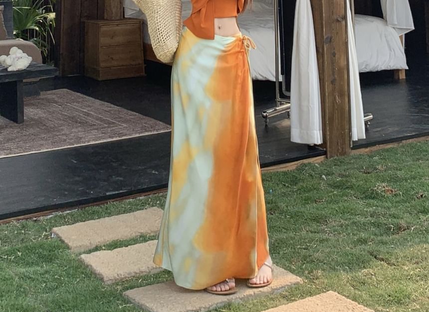 / Fit Crop Tie Slim Top Knot Rise A-Line Skirt Halter Mid Plain Cami Wrap Maxi Dye