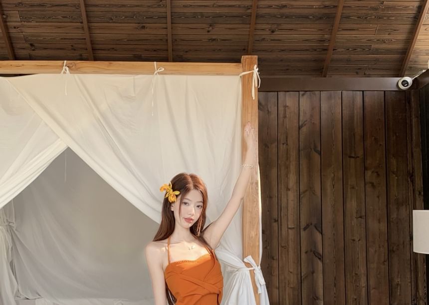 / Fit Crop Tie Slim Top Knot Rise A-Line Skirt Halter Mid Plain Cami Wrap Maxi Dye