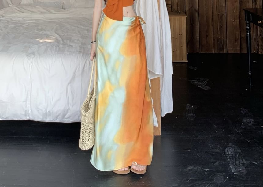 / Fit Crop Tie Slim Top Knot Rise A-Line Skirt Halter Mid Plain Cami Wrap Maxi Dye