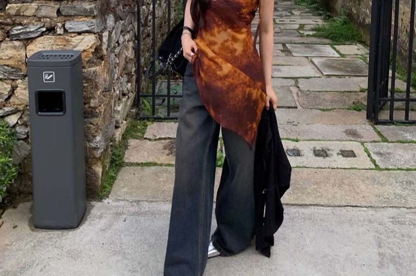 Tie Top Camisole Asymmetrical Long Dye