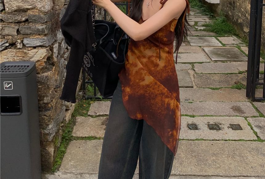 Tie Top Camisole Asymmetrical Long Dye