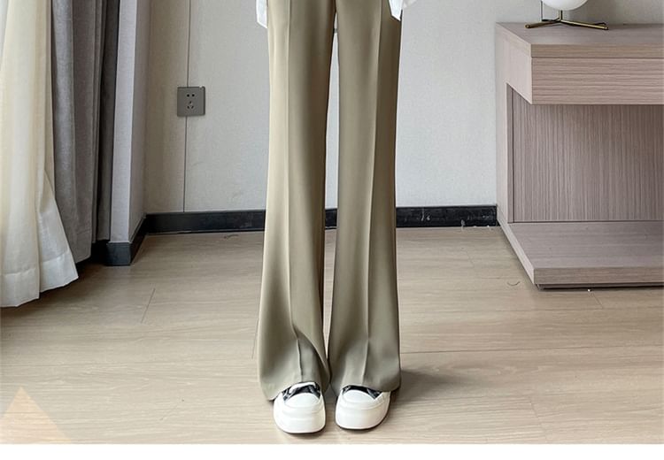 Designs) Waist (Various Leg High Pants Plain Dress Straight