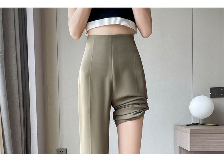 Designs) Waist (Various Leg High Pants Plain Dress Straight