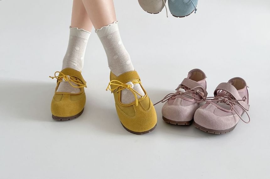 Adhesive Mary Panel Faux Leather Mesh Shoes Strap Jane