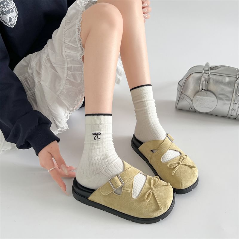 Buckled Jane Mules Cross Bow Mary Strap Platform