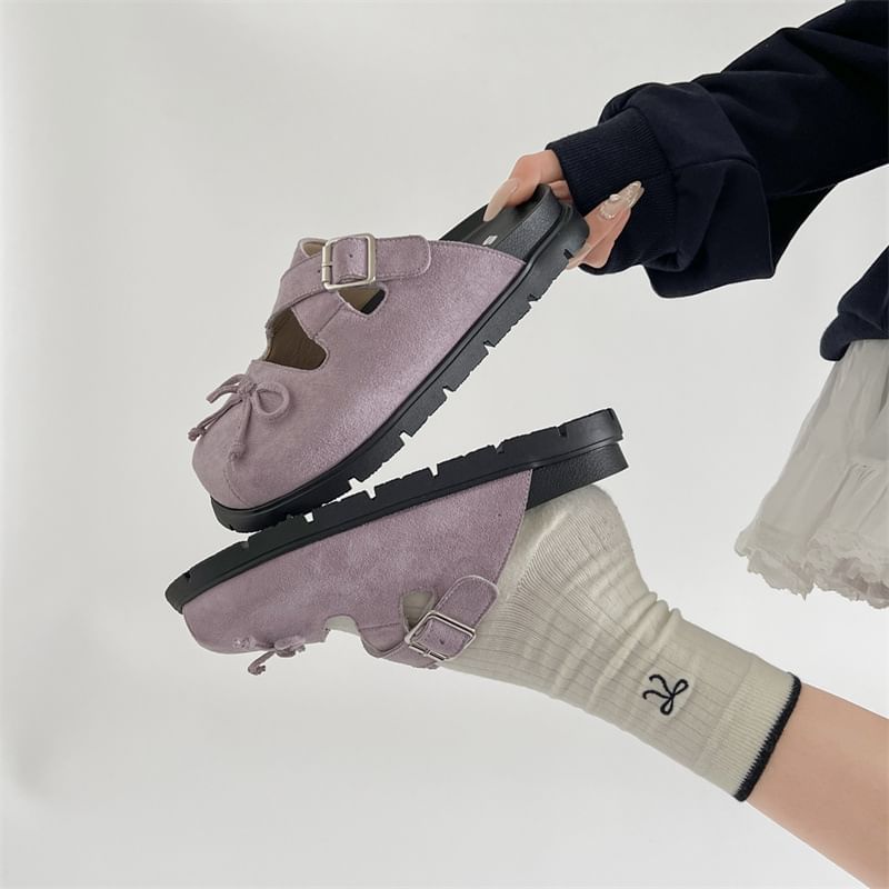 Buckled Jane Mules Cross Bow Mary Strap Platform