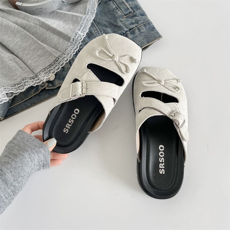 Buckled Jane Mules Cross Bow Mary Strap Platform