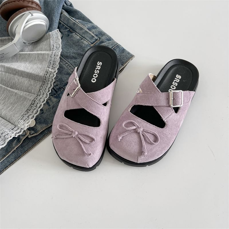 Buckled Jane Mules Cross Bow Mary Strap Platform