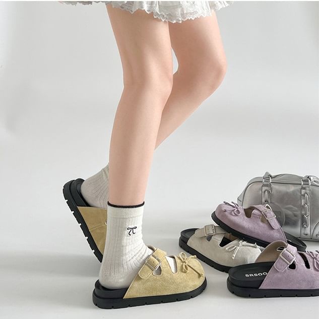 Buckled Jane Mules Cross Bow Mary Strap Platform