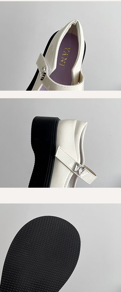 Butterfly Shoes Platform Leather Mary Patent Bow Jane