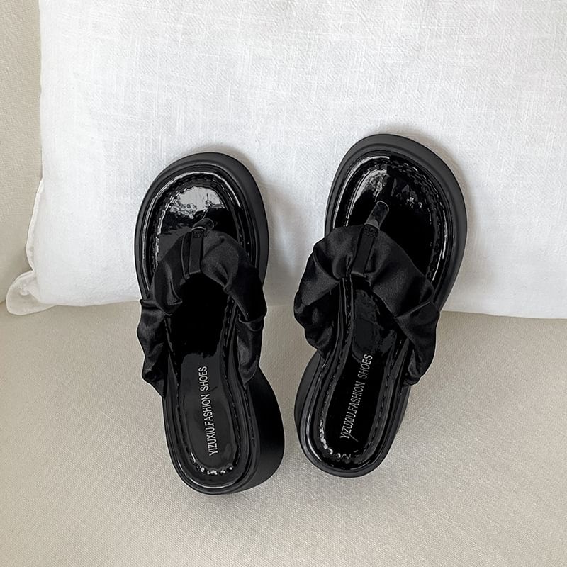 Ruched Thong Sandals Platform