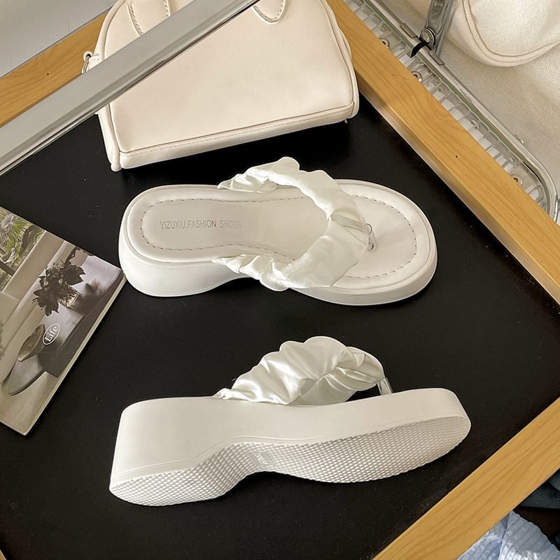 Ruched Thong Sandals Platform