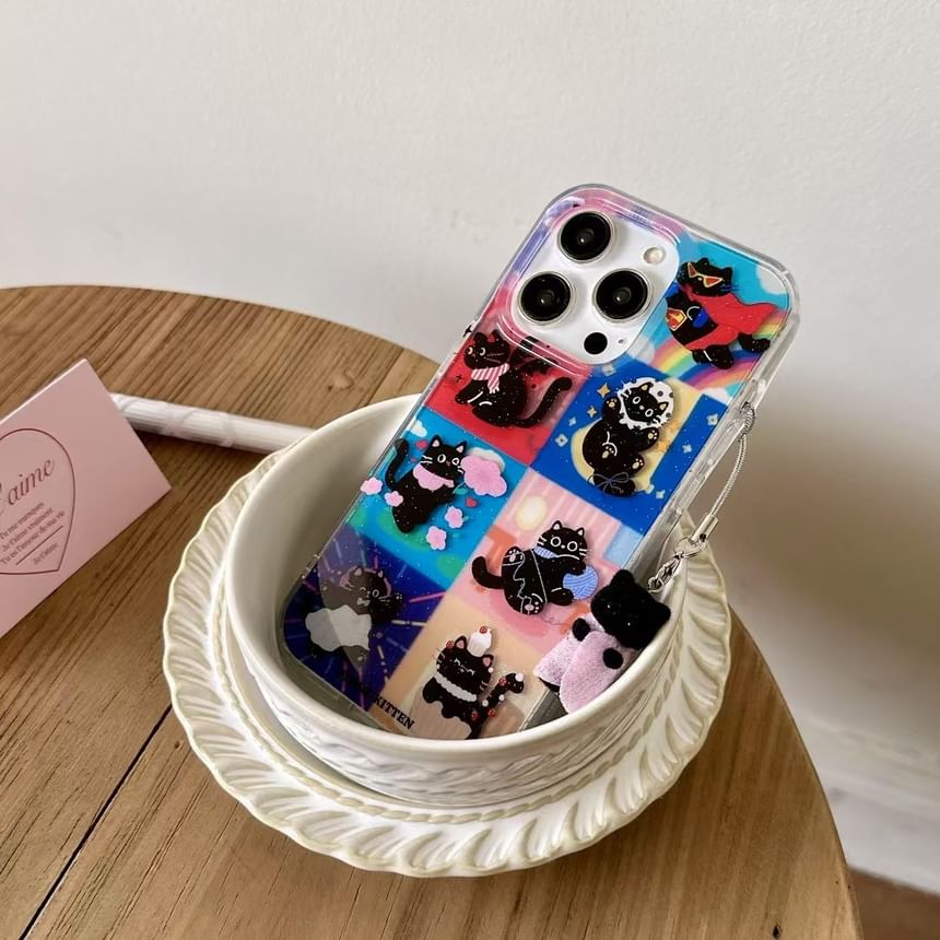 / Set Case Phone Charm Cat