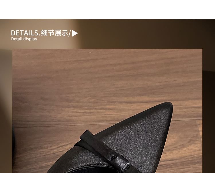 Satin High Sandals Heel Bow Toe Pointed Slingback