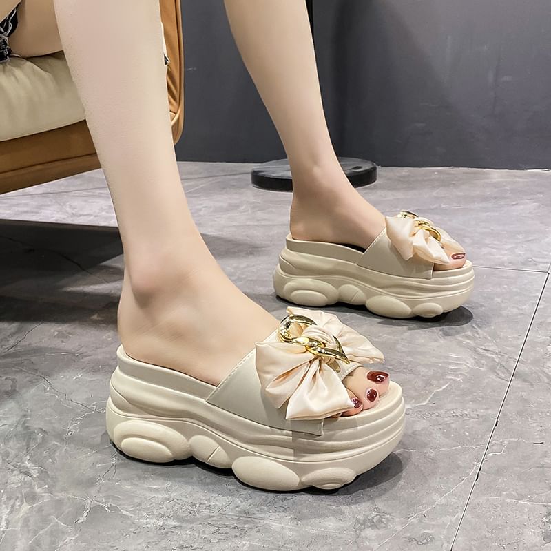 Bow Sandals Platform Slide