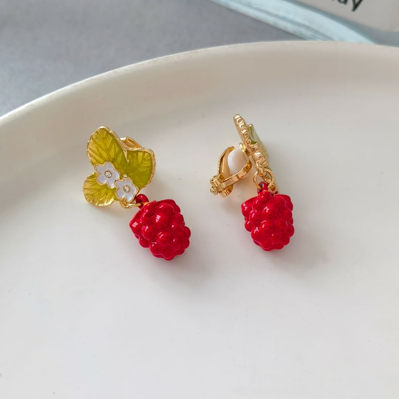 Drop Floral Berry Earring Alloy Glaze