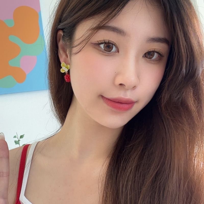 Drop Floral Berry Earring Alloy Glaze