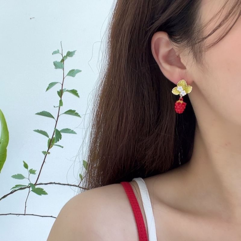 Drop Floral Berry Earring Alloy Glaze