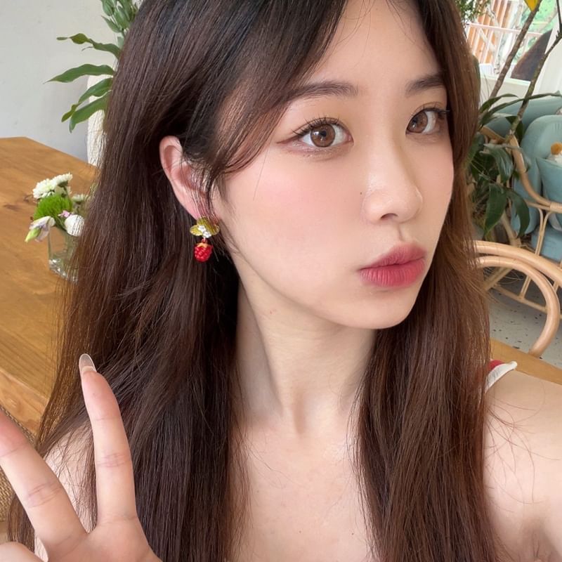 Drop Floral Berry Earring Alloy Glaze